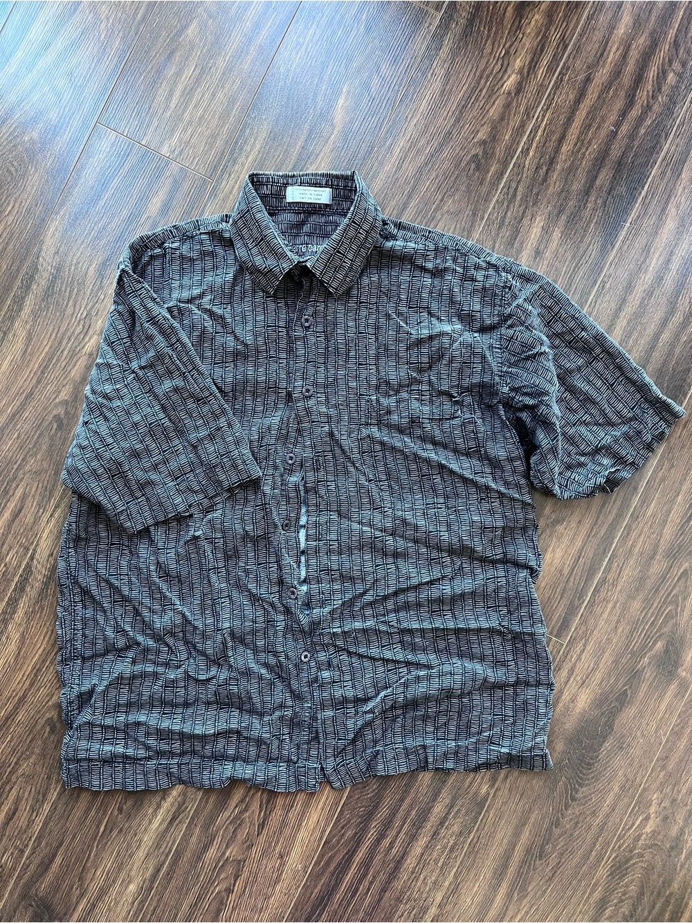 Pierre Cardin Men's Short-Sleeve Button-Down Shirt in Dark Gray